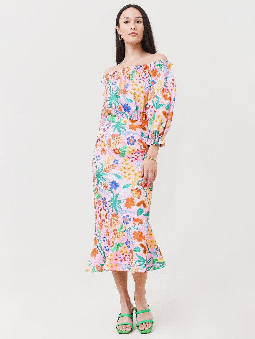 SALONI Off-Shoulder Floral Grace Dress Size 8 BNWT